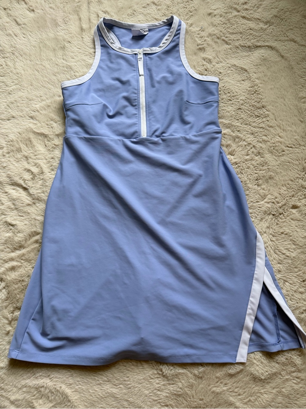 Periwinkle blue half zip athletic Tennis dress with built in shorts size m